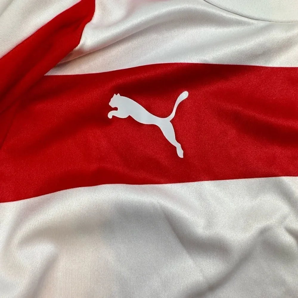 NWT PUMA Youth LIGA Hoop s Jersey Red/White Striped Short Sleeve Shirt - Size S